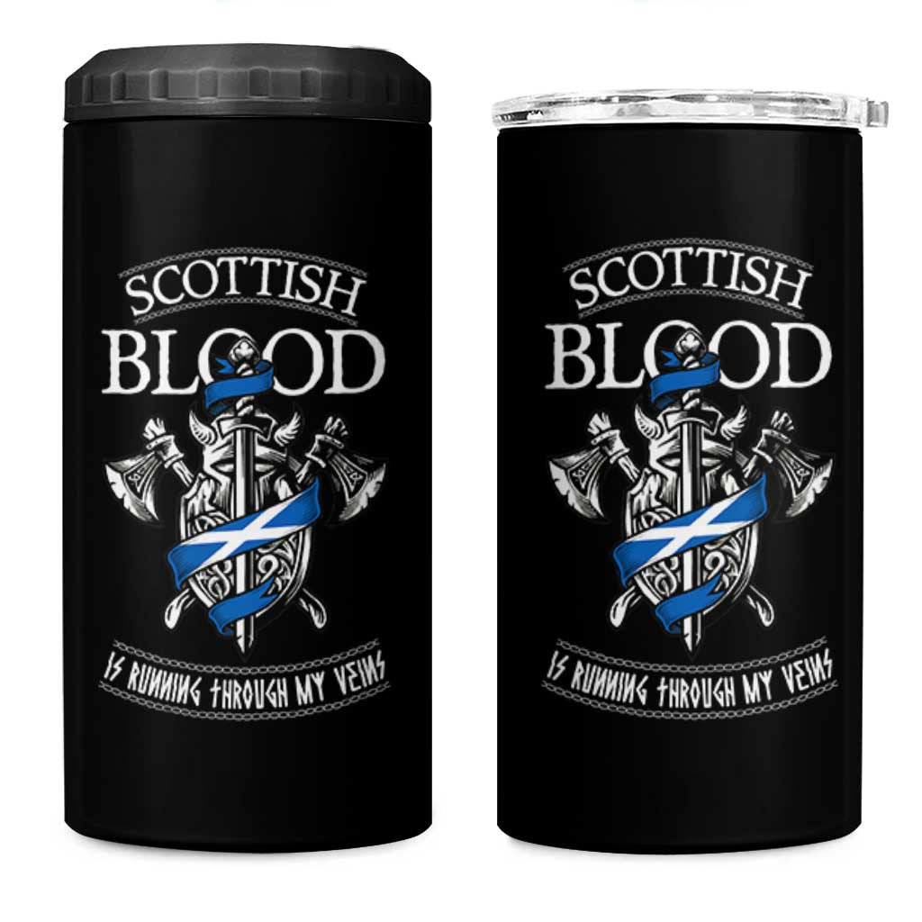 Scottish Blood Running Through My Veins 4 in 1 Can Cooler Tumbler Viking Axe and Sword Heritage - Wonder Print Shop