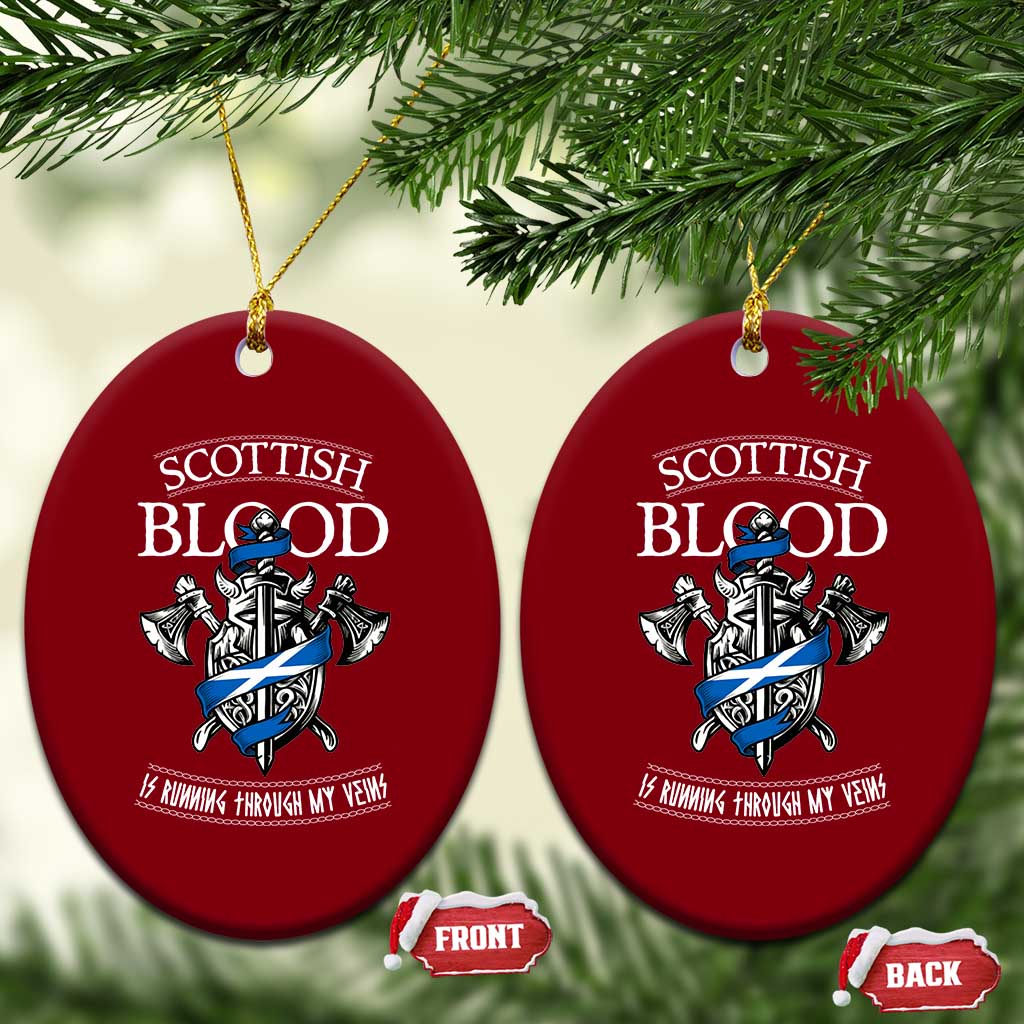 Scottish Blood Running Through My Veins Ceramic Ornament Viking Axe and Sword Heritage - Wonder Print Shop