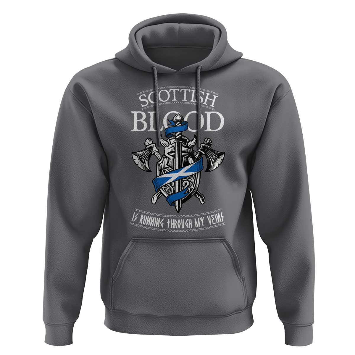 Scottish Blood Running Through My Veins Hoodie Viking Axe and Sword Heritage - Wonder Print Shop