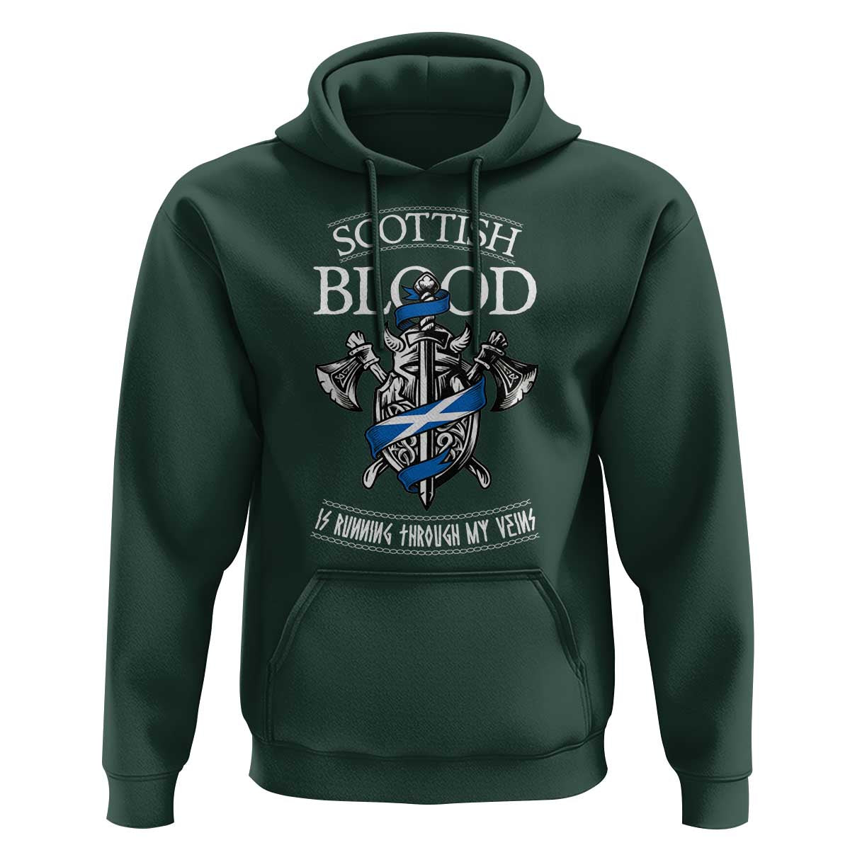 Scottish Blood Running Through My Veins Hoodie Viking Axe and Sword Heritage - Wonder Print Shop