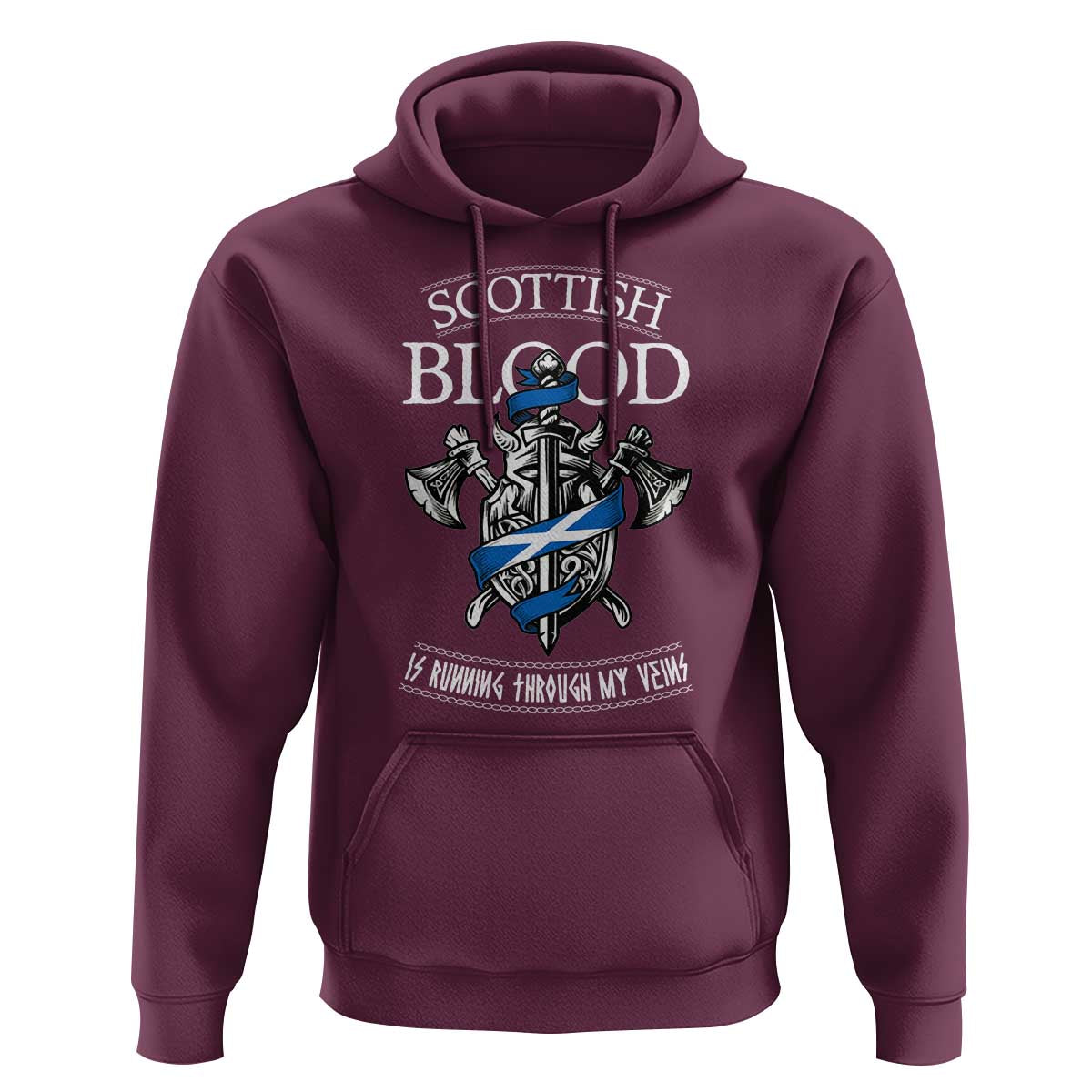 Scottish Blood Running Through My Veins Hoodie Viking Axe and Sword Heritage - Wonder Print Shop