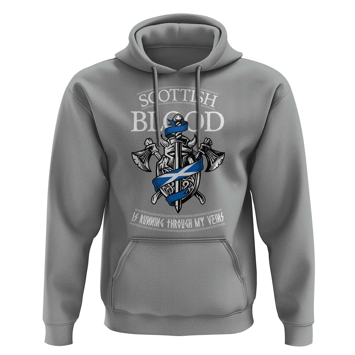 Scottish Blood Running Through My Veins Hoodie Viking Axe and Sword Heritage - Wonder Print Shop