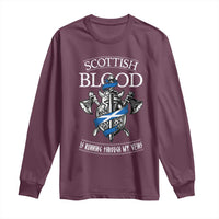 Scottish Blood Running Through My Veins Long Sleeve Shirt Viking Axe and Sword Heritage - Wonder Print Shop