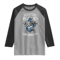 Scottish Blood Running Through My Veins Raglan Shirt Viking Axe and Sword Heritage - Wonder Print Shop