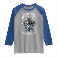 Scottish Blood Running Through My Veins Raglan Shirt Viking Axe and Sword Heritage - Wonder Print Shop