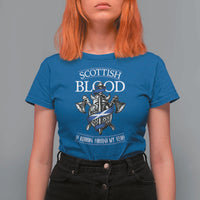 Scottish Blood Running Through My Veins T Shirt For Women Viking Axe and Sword Heritage - Wonder Print Shop
