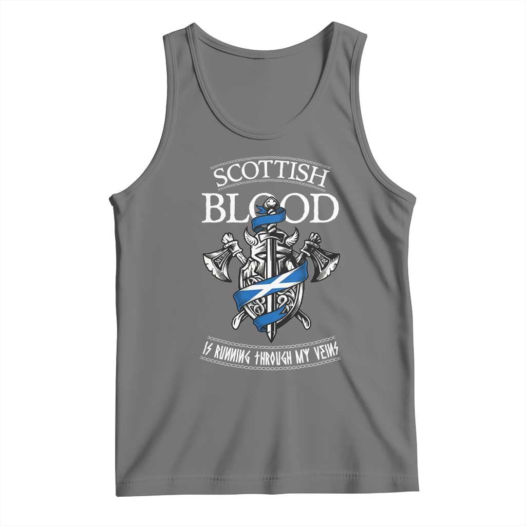 Scottish Blood Running Through My Veins Tank Top Viking Axe and Sword Heritage - Wonder Print Shop