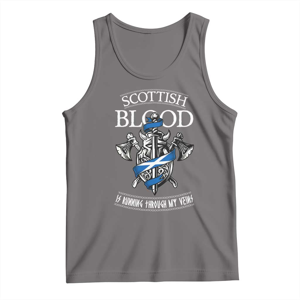 Scottish Blood Running Through My Veins Tank Top Viking Axe and Sword Heritage - Wonder Print Shop