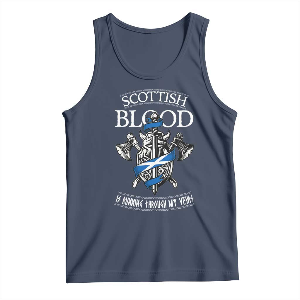 Scottish Blood Running Through My Veins Tank Top Viking Axe and Sword Heritage - Wonder Print Shop