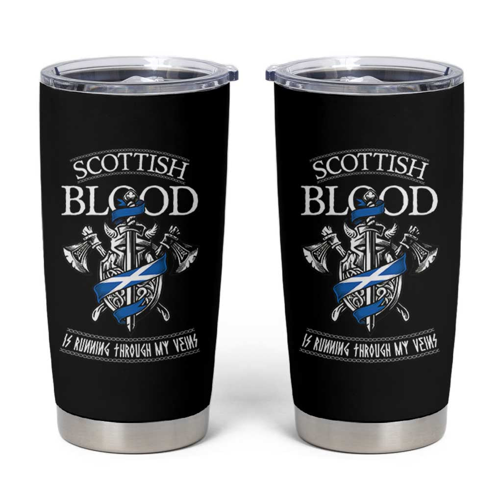 Scottish Blood Running Through My Veins Tumbler Cup Viking Axe and Sword Heritage - Wonder Print Shop
