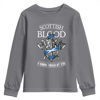 Scottish Blood Running Through My Veins Youth Sweatshirt Viking Axe and Sword Heritage - Wonder Print Shop