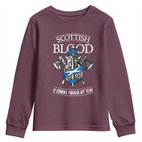 Scottish Blood Running Through My Veins Youth Sweatshirt Viking Axe and Sword Heritage - Wonder Print Shop