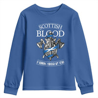 Scottish Blood Running Through My Veins Youth Sweatshirt Viking Axe and Sword Heritage - Wonder Print Shop
