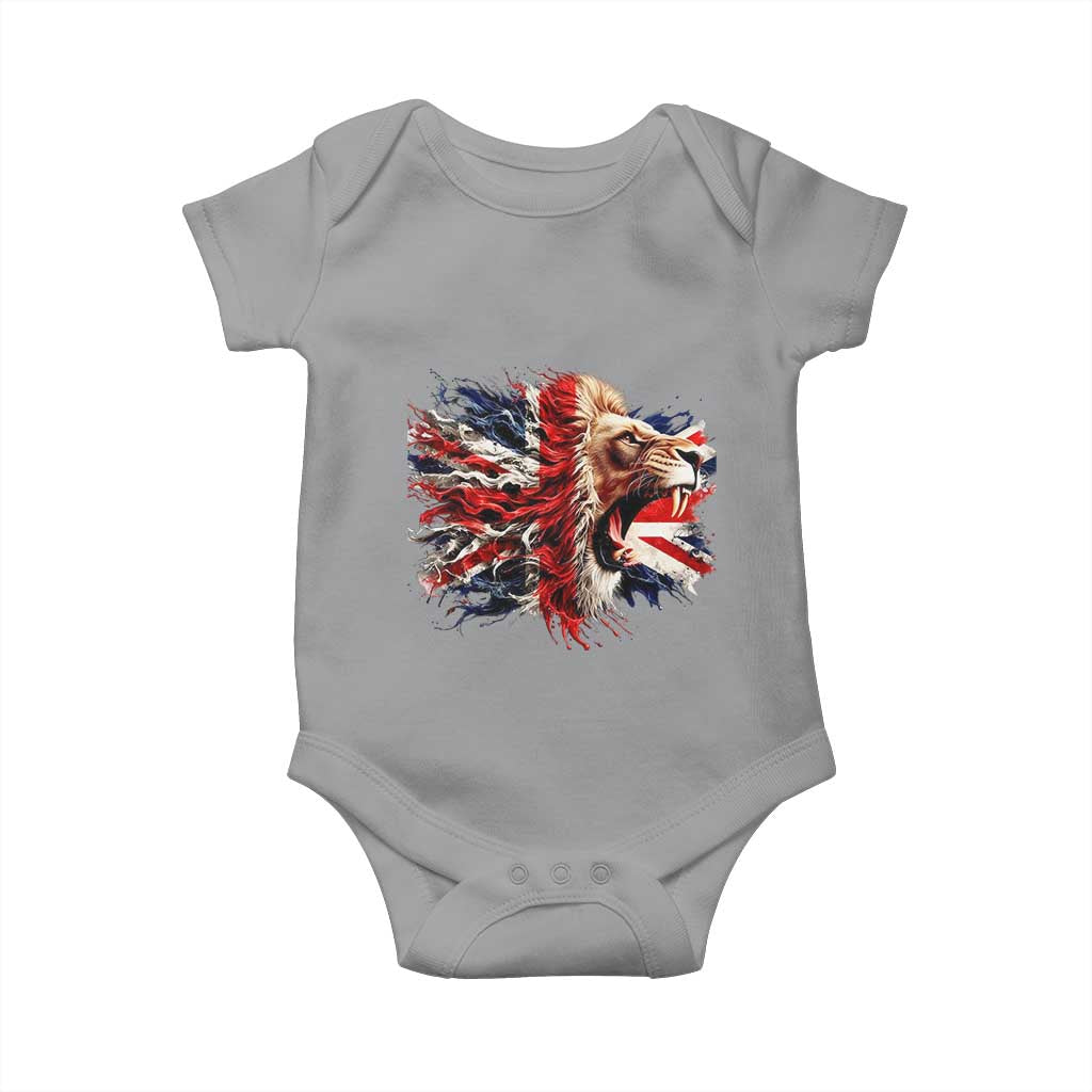 Roaring British Lion Flag Baby Onesie Union Jack UK Pride - Wonder Print Shop
