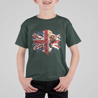 Roaring British Lion Flag T Shirt For Kid Union Jack UK Pride - Wonder Print Shop