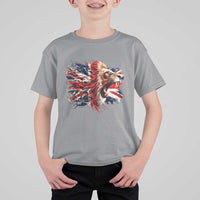 Roaring British Lion Flag T Shirt For Kid Union Jack UK Pride - Wonder Print Shop