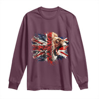 Roaring British Lion Flag Long Sleeve Shirt Union Jack UK Pride - Wonder Print Shop