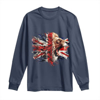Roaring British Lion Flag Long Sleeve Shirt Union Jack UK Pride - Wonder Print Shop
