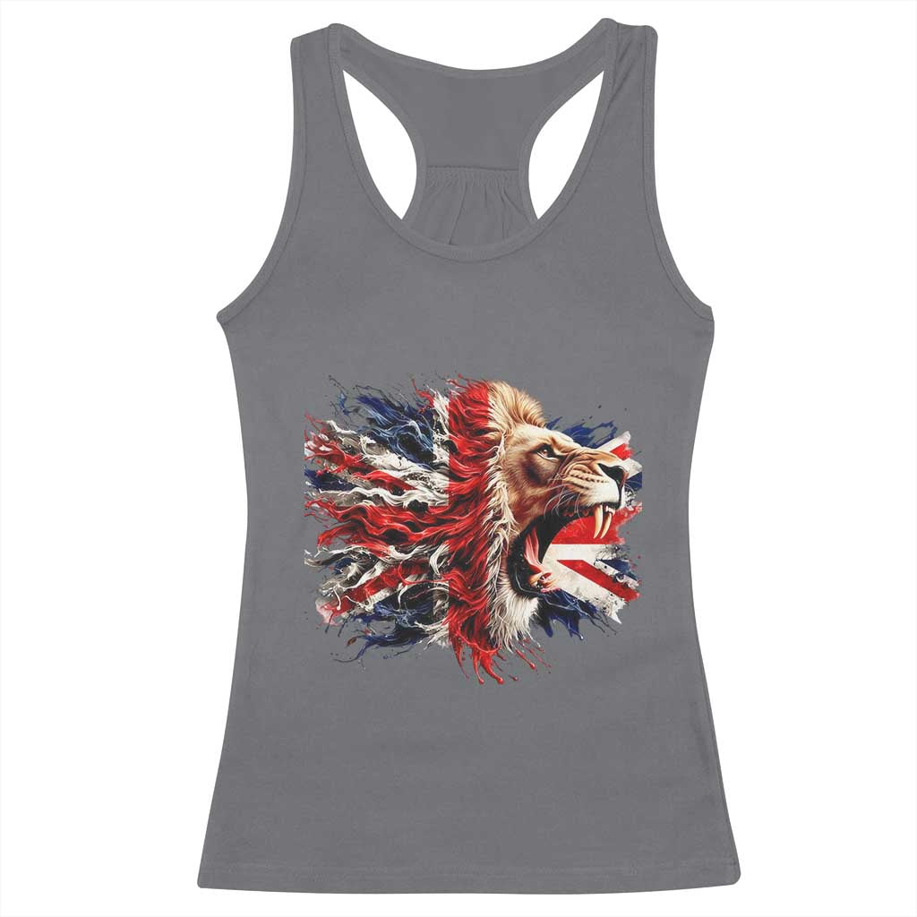 Roaring British Lion Flag Racerback Tank Top Union Jack UK Pride - Wonder Print Shop