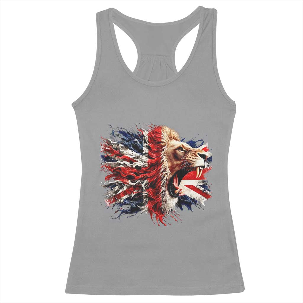 Roaring British Lion Flag Racerback Tank Top Union Jack UK Pride - Wonder Print Shop