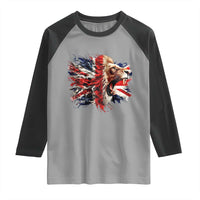 Roaring British Lion Flag Raglan Shirt Union Jack UK Pride - Wonder Print Shop