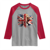 Roaring British Lion Flag Raglan Shirt Union Jack UK Pride - Wonder Print Shop