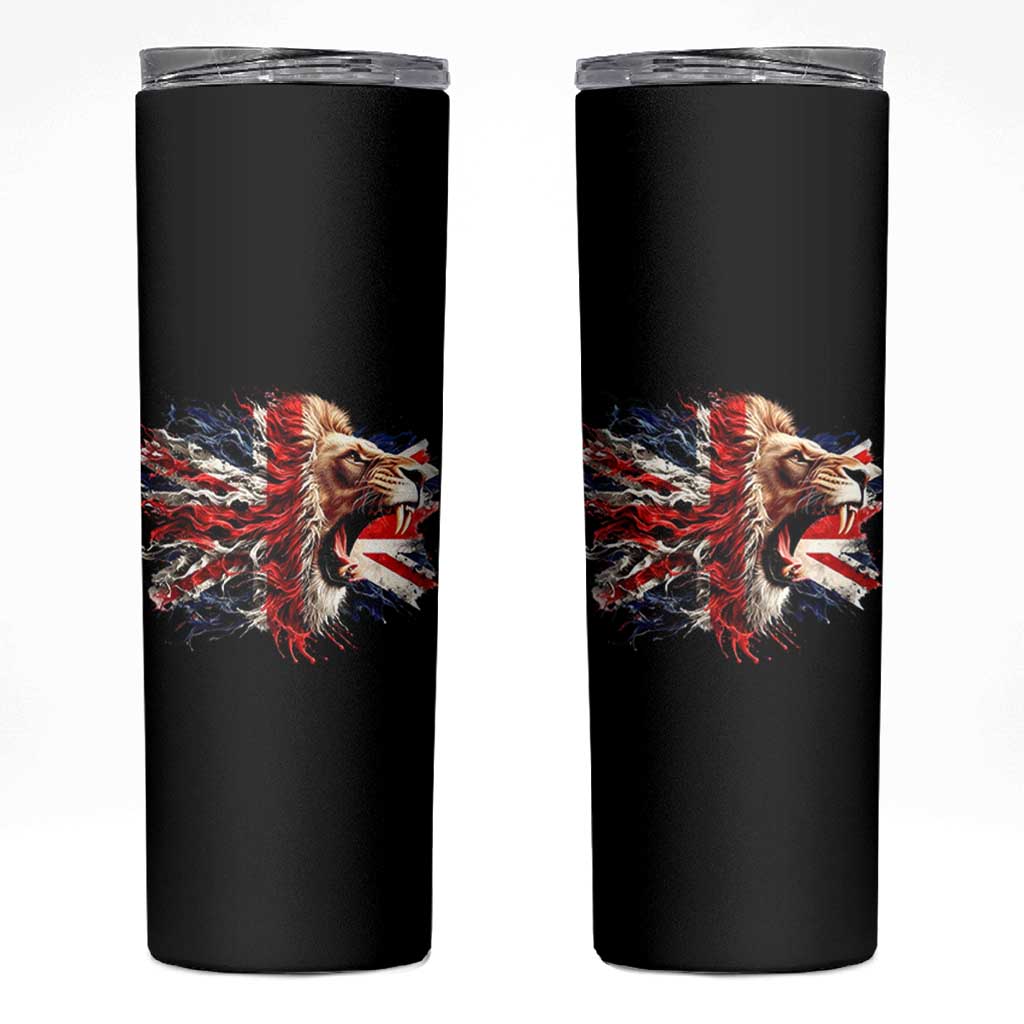 Roaring British Lion Flag Skinny Tumbler Union Jack UK Pride - Wonder Print Shop