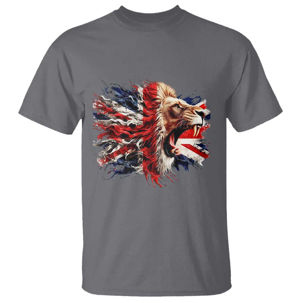 Roaring British Lion Flag T Shirt Union Jack UK Pride - Wonder Print Shop