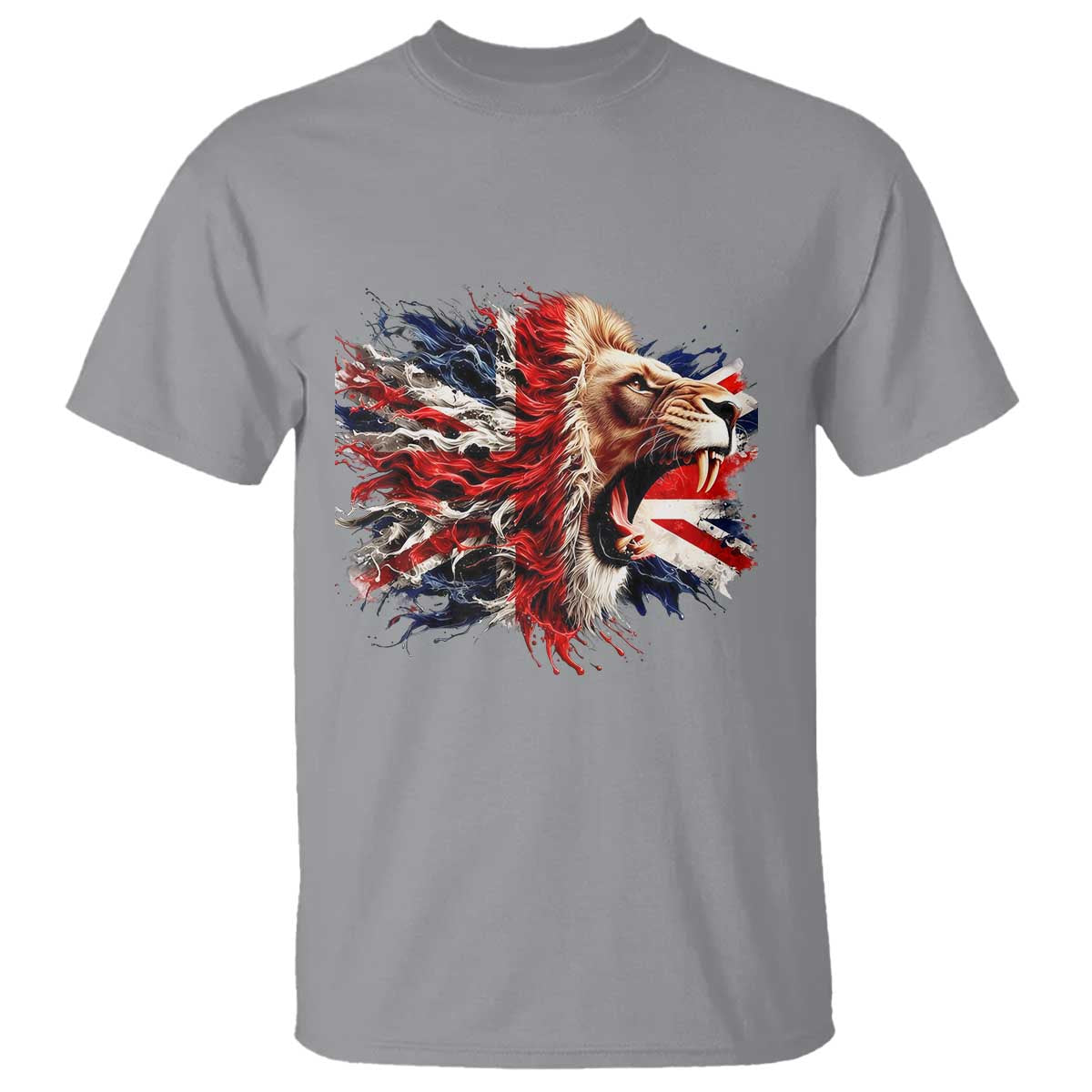 Roaring British Lion Flag T Shirt Union Jack UK Pride - Wonder Print Shop