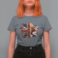 Roaring British Lion Flag T Shirt For Women Union Jack UK Pride - Wonder Print Shop