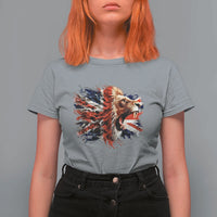 Roaring British Lion Flag T Shirt For Women Union Jack UK Pride - Wonder Print Shop