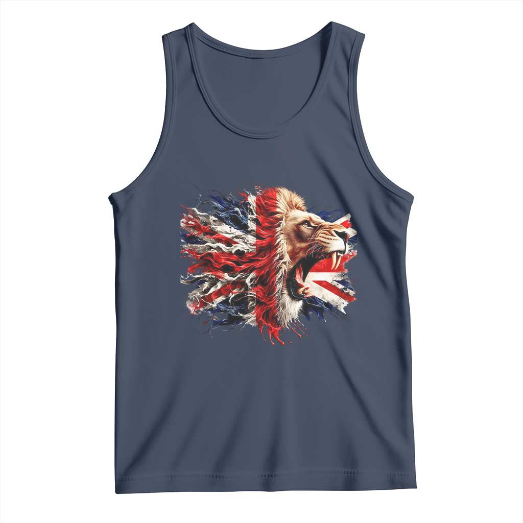 Roaring British Lion Flag Tank Top Union Jack UK Pride - Wonder Print Shop