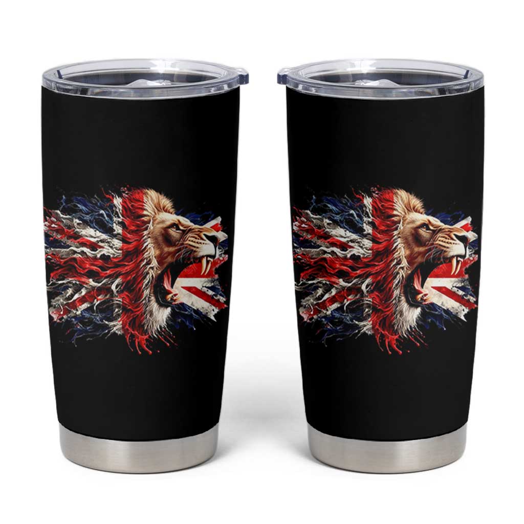 Roaring British Lion Flag Tumbler Cup Union Jack UK Pride - Wonder Print Shop