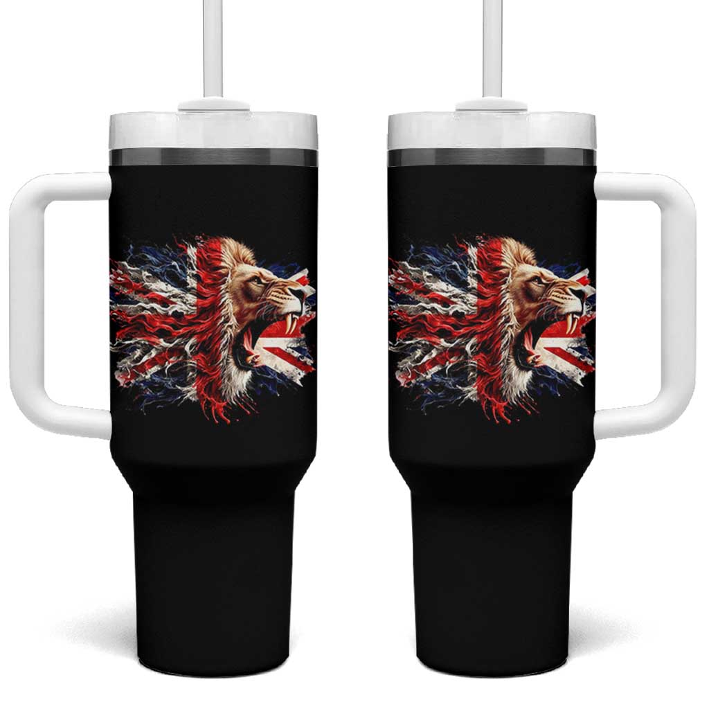 Roaring British Lion Flag Tumbler With Handle Union Jack UK Pride - Wonder Print Shop