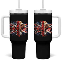 Roaring British Lion Flag Tumbler With Handle Union Jack UK Pride - Wonder Print Shop