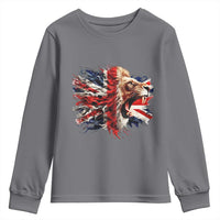 Roaring British Lion Flag Youth Sweatshirt Union Jack UK Pride - Wonder Print Shop