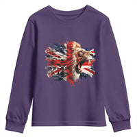 Roaring British Lion Flag Youth Sweatshirt Union Jack UK Pride - Wonder Print Shop