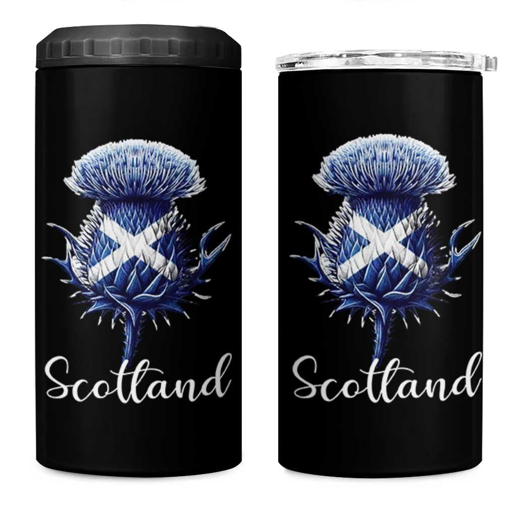 Scotland Thistle Floral Emblem Saltire Flag 4 in 1 Can Cooler Tumbler Patriotic Scottish Heritage