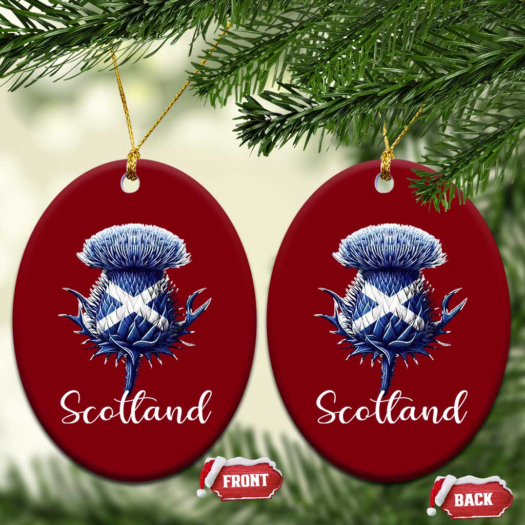 Scotland Thistle Floral Emblem Saltire Flag Ceramic Ornament Patriotic Scottish Heritage