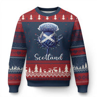 Scotland Thistle Floral Emblem Saltire Flag Ugly Christmas Sweater Patriotic Scottish Heritage