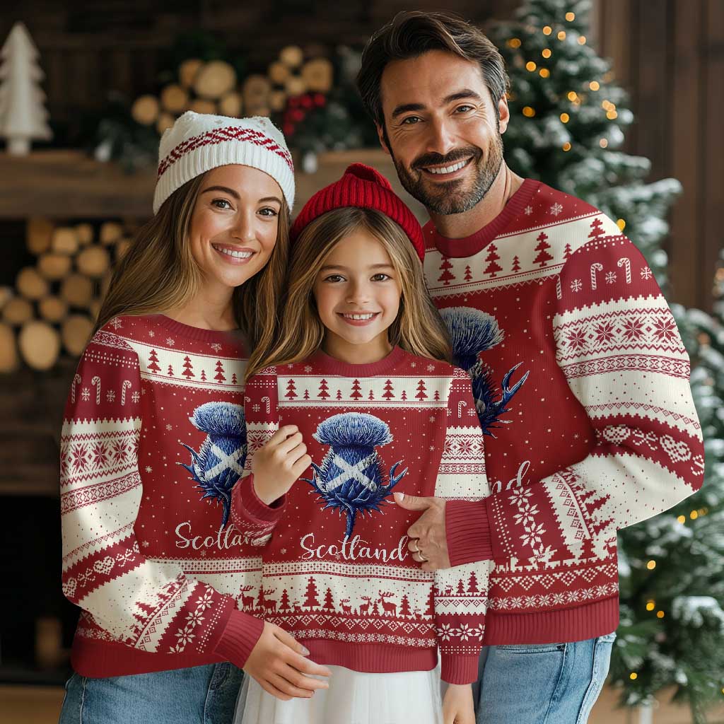 Scotland Thistle Floral Emblem Saltire Flag Ugly Christmas Sweater Patriotic Scottish Heritage