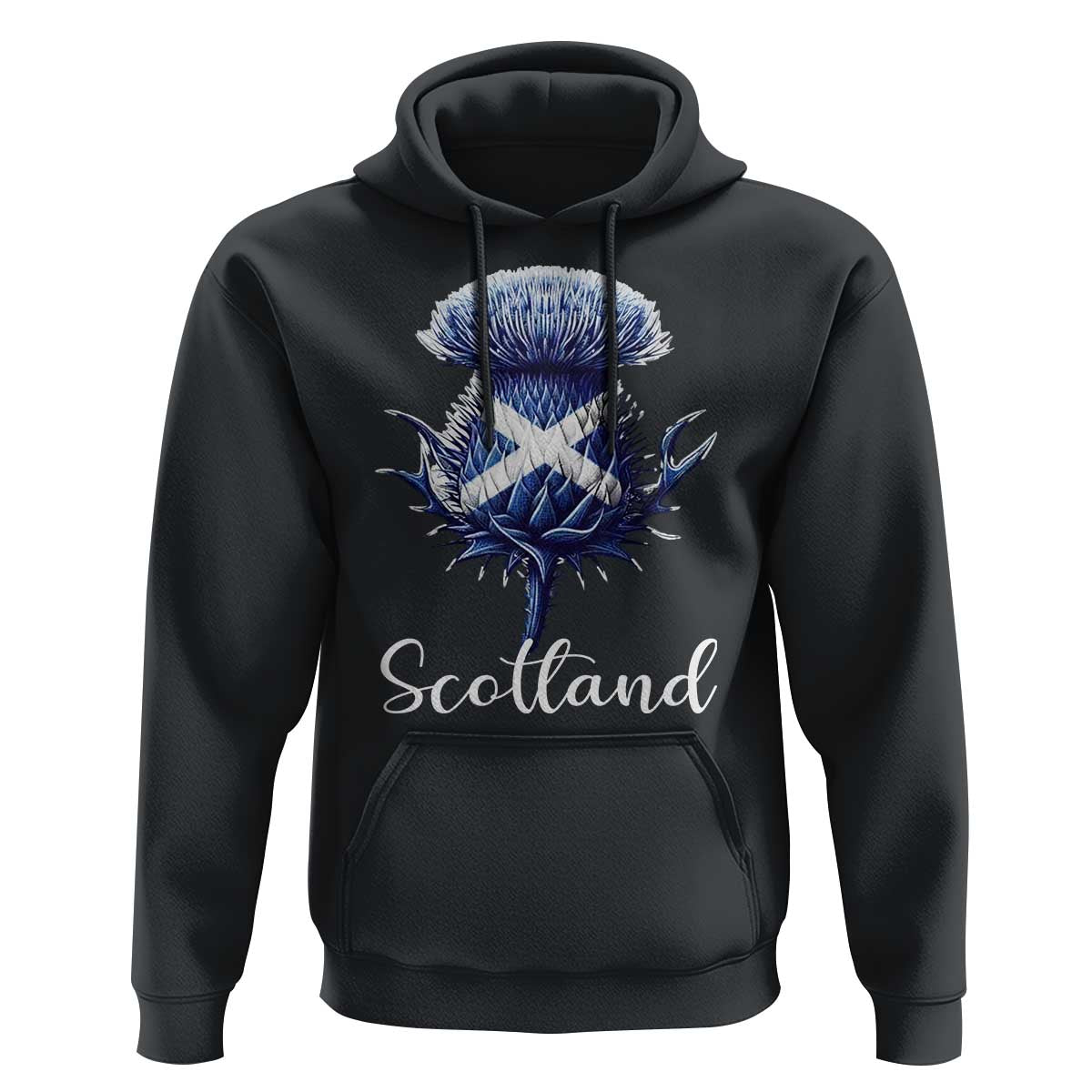Scotland Thistle Floral Emblem Saltire Flag Hoodie Patriotic Scottish Heritage