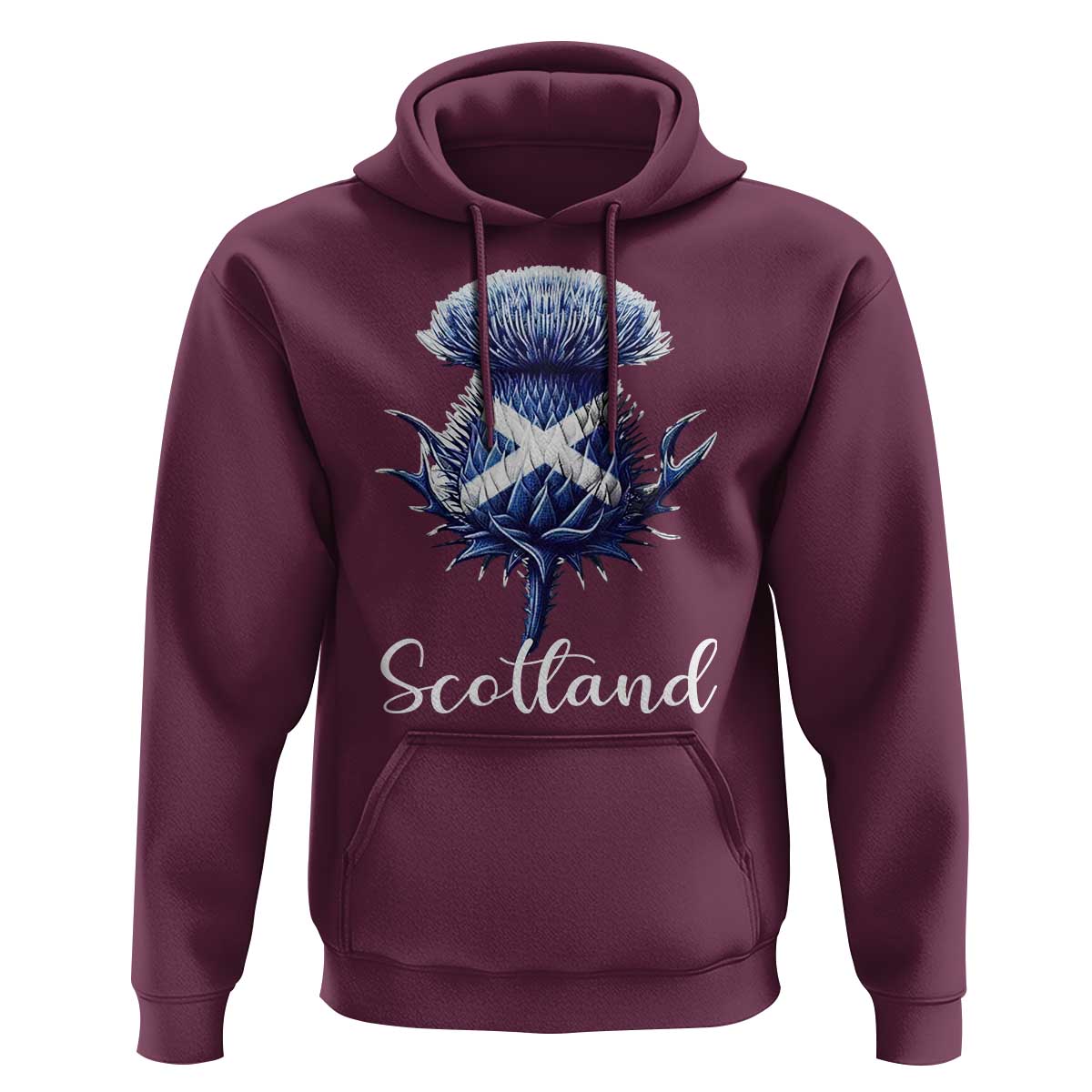 Scotland Thistle Floral Emblem Saltire Flag Hoodie Patriotic Scottish Heritage