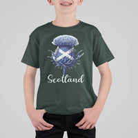 Scotland Thistle Floral Emblem Saltire Flag T Shirt For Kid Patriotic Scottish Heritage