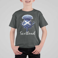 Scotland Thistle Floral Emblem Saltire Flag T Shirt For Kid Patriotic Scottish Heritage