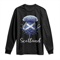 Scotland Thistle Floral Emblem Saltire Flag Long Sleeve Shirt Patriotic Scottish Heritage