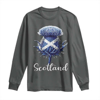 Scotland Thistle Floral Emblem Saltire Flag Long Sleeve Shirt Patriotic Scottish Heritage