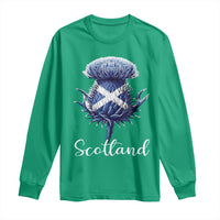 Scotland Thistle Floral Emblem Saltire Flag Long Sleeve Shirt Patriotic Scottish Heritage