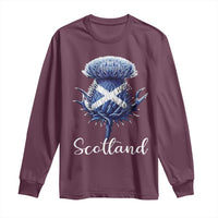 Scotland Thistle Floral Emblem Saltire Flag Long Sleeve Shirt Patriotic Scottish Heritage