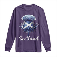 Scotland Thistle Floral Emblem Saltire Flag Long Sleeve Shirt Patriotic Scottish Heritage